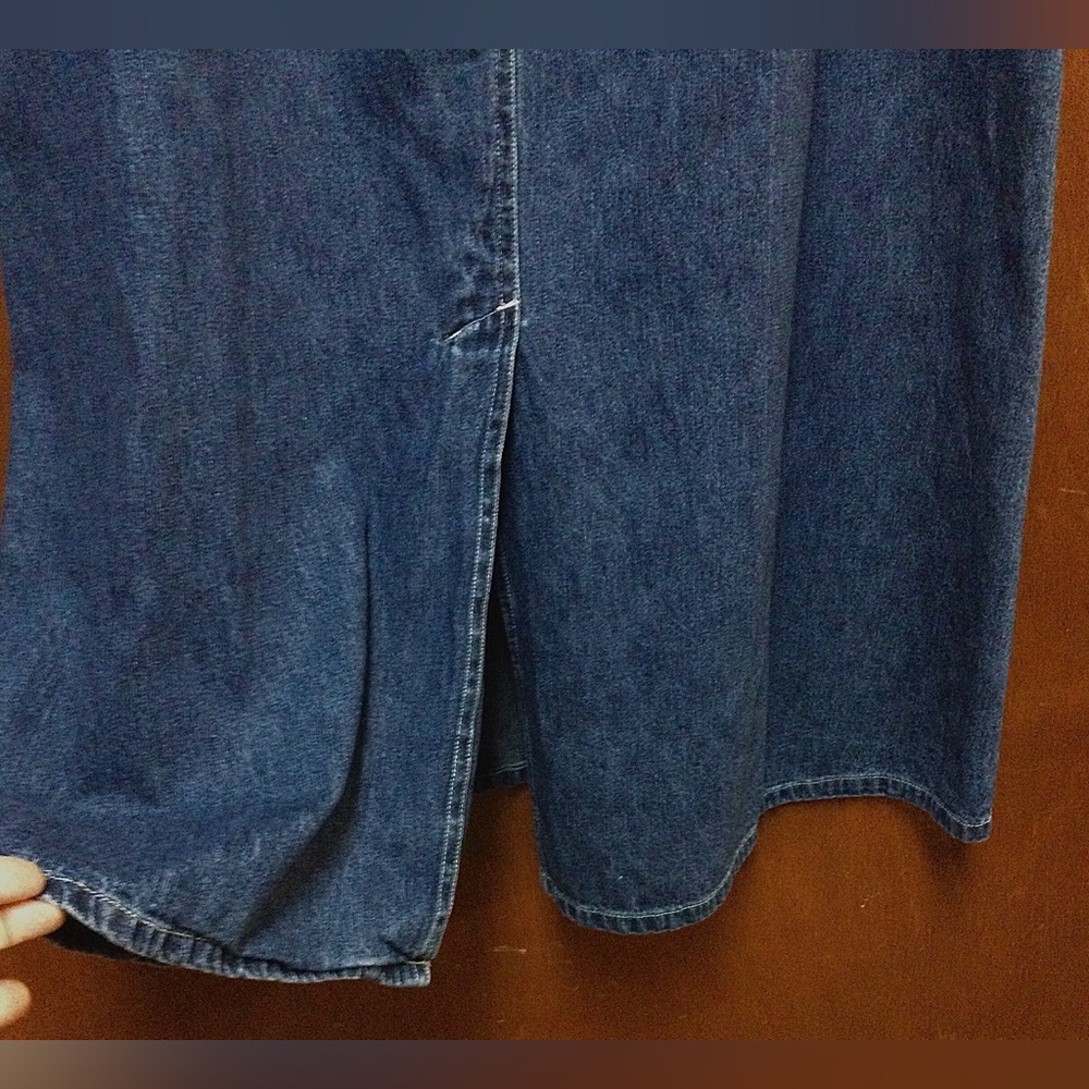 Denim Skirt Midi (31.5” Long) Boho Modest Cotton Back Slit 31” Waist w/2 Pockets - Picture 3 of 4
